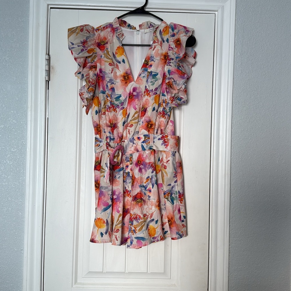 Lavender Brown Multicolor Floral Romper